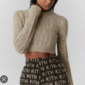 KITH WOMEN SLOANE CROPPED MONOGRAM SWEATER - CANVAS